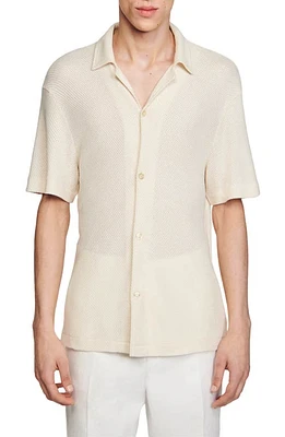 sandro Solid Short Sleeve Button-Up Shirt at Nordstrom,