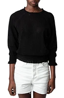 Zadig & Voltaire Moria Dentelle Cotton Sweater Noir at Nordstrom,