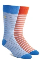 Polo Ralph Lauren Assorted 2-Pack Oxford Stripe Dress Socks in Blue at Nordstrom, Size 10-13