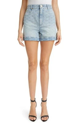 Balmain Monogram Jacquard High Waist Denim Shorts Blue at Nordstrom, Us