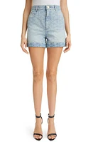 Balmain Monogram Jacquard High Waist Denim Shorts Blue at Nordstrom, Us