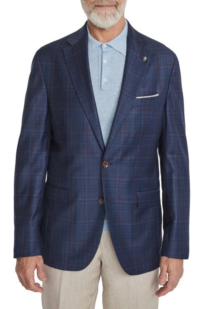 Jack Victor Midland Contemporary Fit Plaid Wool Blazer Navy at Nordstrom,