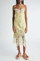 Collina Strada Ammi Lace Detail Handkerchief Hem Satin Slipdress Yellow Boxer Plaid at Nordstrom,