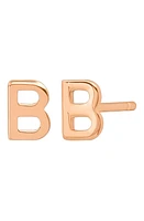 BYCHARI Initial Stud Earrings in 14K Rose Gold-B at Nordstrom