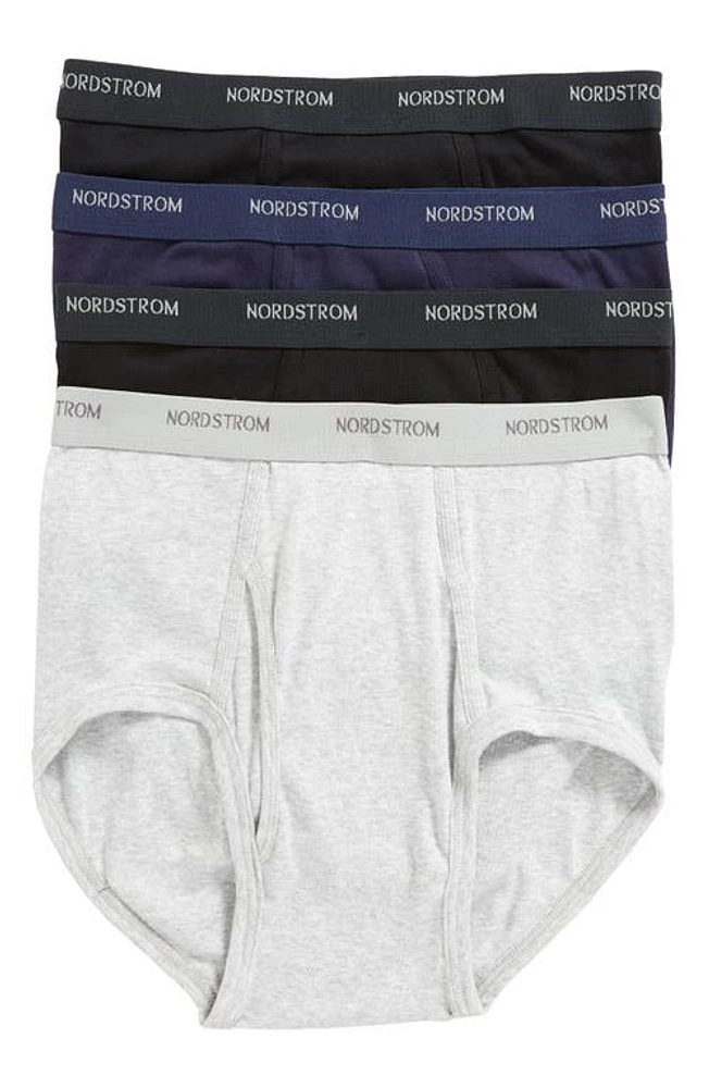 Nordstrom 4-Pack Supima Cotton Briefs Black/Navy/Grey at Nordstrom,