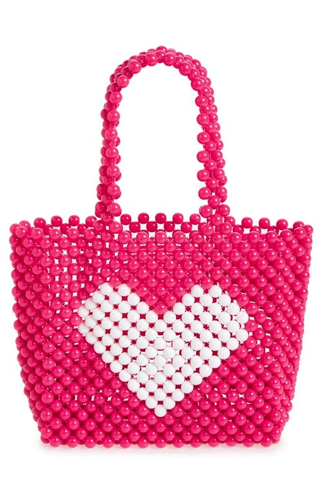 Ruby & Ry Kids' Heart Beaded Top Handle Bag in Pink Multi at Nordstrom