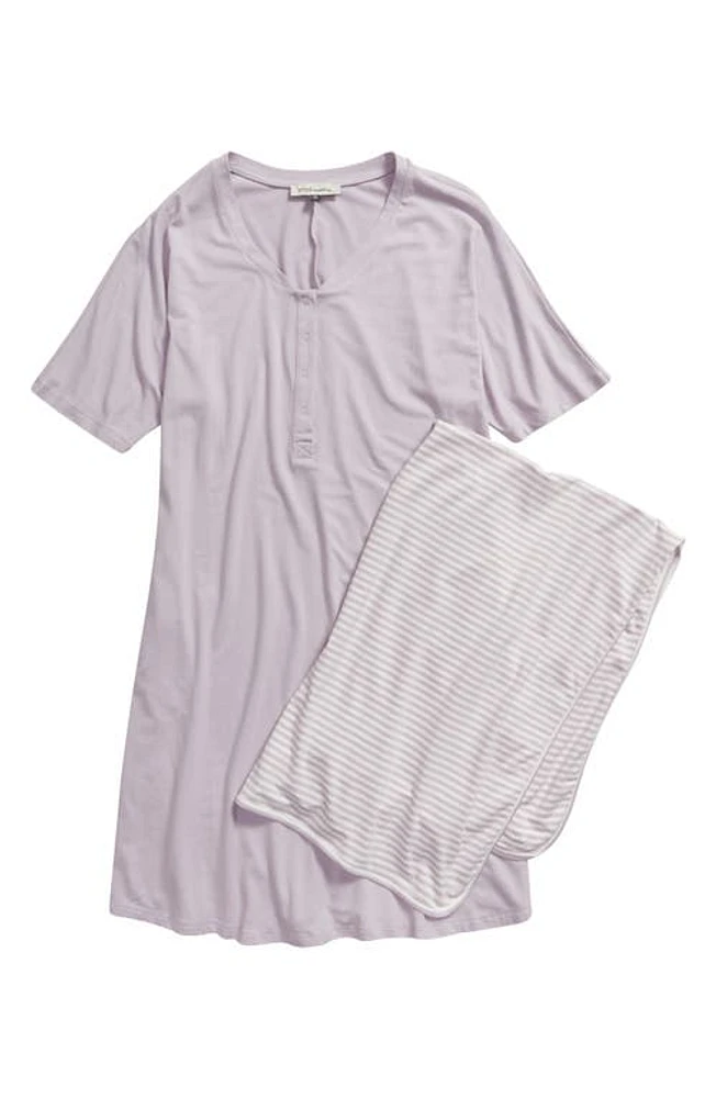 Angel Maternity Hospital Maternity Nightgown & Baby Wrap Set in Lavender at Nordstrom, Size X-Small