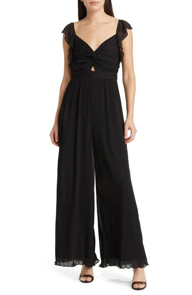 FLORET STUDIOS Golden Hour Wide Leg Jumpsuit Black at Nordstrom,