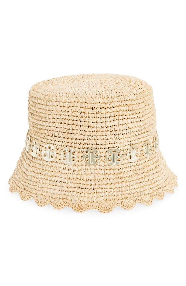 Rabanne Straw Bucket Hat Natural /Light Gold at Nordstrom,