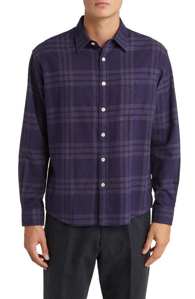 NN07 Deon 5465 Plaid Organic Cotton Flannel Button-Up Shirt Check at Nordstrom,