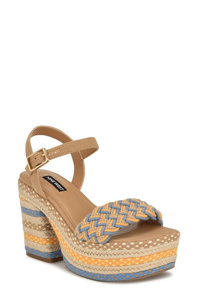 Nine West Cinka Espadrille Ankle Strap Platform Sandal Yellow at Nordstrom,