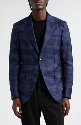 ZEGNA Plaid Achillfarm Wool & Silk Sport Coat Navy at Nordstrom, Us