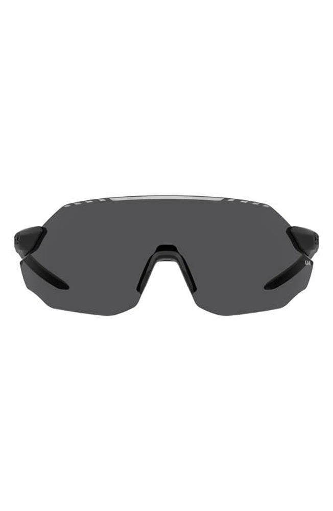 Under Armour Halftime 99mm Shield Sport Sunglasses in Matte Black /Grey Oleophobic at Nordstrom