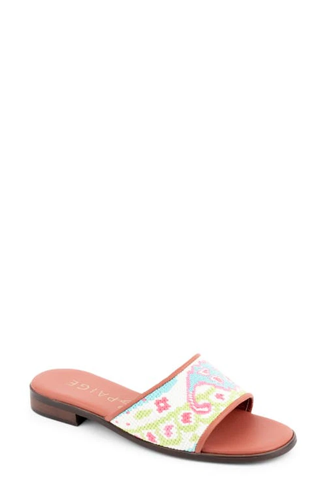 ByPaige Needlepoint Stitched Slide Sandal Turq at Nordstrom,