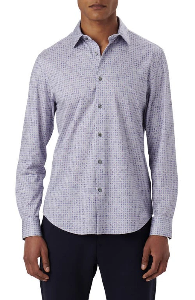 Bugatchi James OoohCotton Print Button-Up Shirt Lavender at Nordstrom,