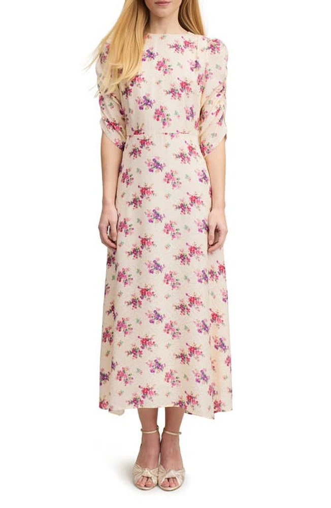 LK Bennett Delilah Bouquet Silk Jacquard Midi Dress Cream at Nordstrom, Us