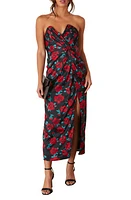 VICI Collection Lovestruck Floral Strapless Dress Black Multi at Nordstrom,