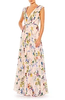 Mac Duggal Floral Pleated Sleeveless Gown Multi at Nordstrom,