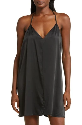 Lunya Halter Washable Silk Nightgown Immersed Black at Nordstrom,