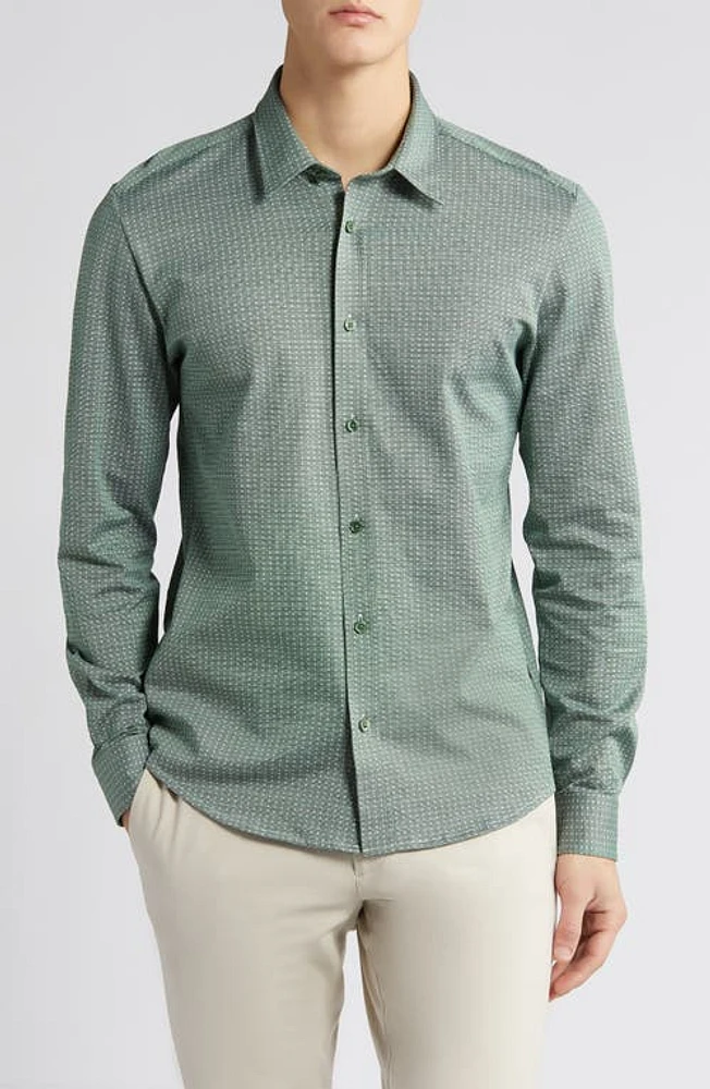 BOSS Roan Kent Button-Up Shirt Open Green at Nordstrom,