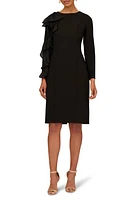 Aidan Mattox by Adrianna Papell Ruffle Long Sleeve Crepe Sheath Cocktail Dress at Nordstrom,