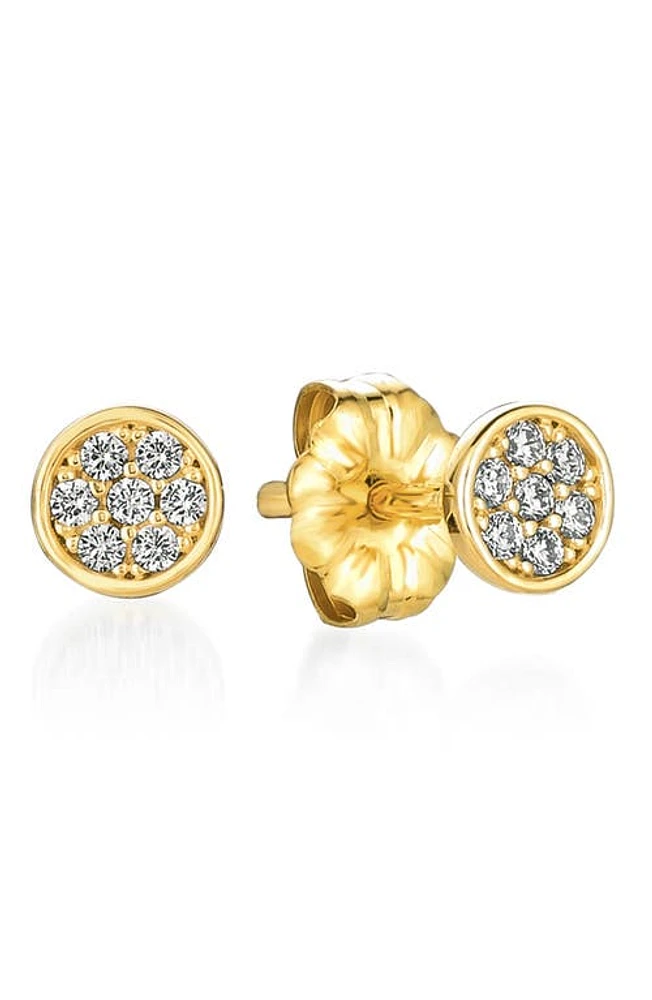 Crislu Pavé Cubic Zirconia Disc Stud Earrings in 18Kt Yellow Gold at Nordstrom