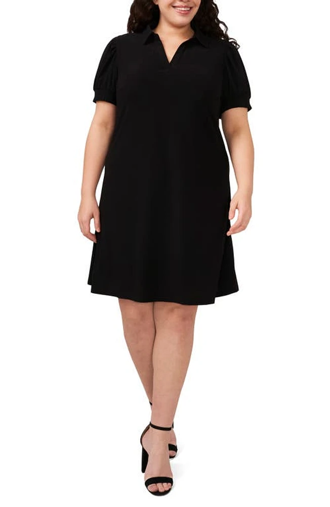 CeCe Knit Polo Dress in Rich Black at Nordstrom, Size 2X