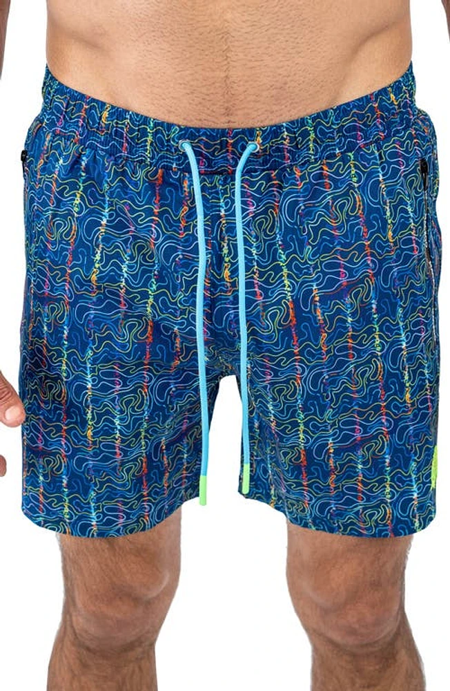 Maceoo Swim Lion Oil Slick Trunks Blue at Nordstrom,