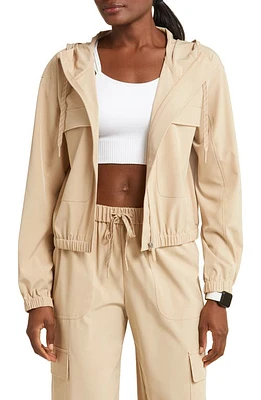 zella Interval Hooded Utility Jacket in Tan Nomad at Nordstrom, Size X-Large