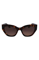 FERRAGAMO Classic Logo Tea Cup 55mm Cat Eye Sunglasses in Dark Tortoise at Nordstrom