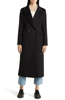 Fleurette Leo Double Breasted Longline Cashmere Coat Black at Nordstrom,