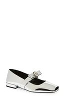 Versace Gianni Ribbon Ballet Flat Silver at Nordstrom,