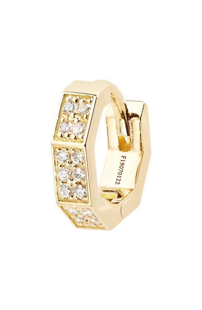 JEM Paris Octogon Single Huggie Hoop Earring in 18K Yellow Gold/Lab Diamonds at Nordstrom