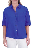 Foxcroft Joanna Cotton Gauze Button-Up Shirt at Nordstrom