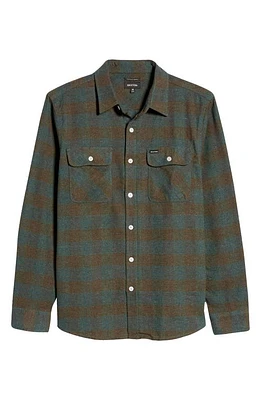 Brixton Bowery Check Flannel Button-Up Shirt Ocean at Nordstrom,