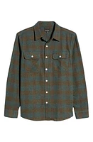 Brixton Bowery Check Flannel Button-Up Shirt Ocean at Nordstrom,