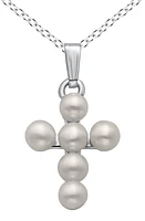 Mignonette Cultured Pearl Cross Pendant Necklace in Silver at Nordstrom