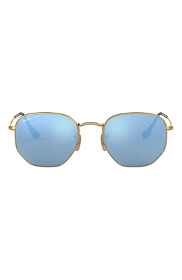 Ray-Ban Icons 51mm Sunglasses in Gold/Light Blue Flash at Nordstrom