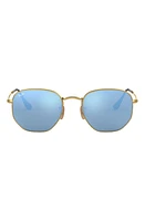 Ray-Ban Icons 51mm Sunglasses in Gold/Light Blue Flash at Nordstrom