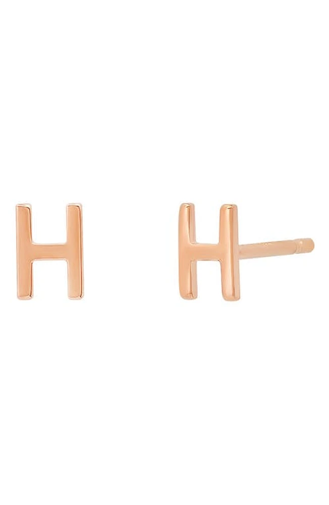 BYCHARI Initial Stud Earrings in 14K Rose Gold-H at Nordstrom