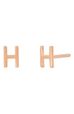 BYCHARI Initial Stud Earrings in 14K Rose Gold-H at Nordstrom