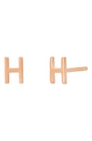 BYCHARI Initial Stud Earrings in 14K Rose Gold-H at Nordstrom