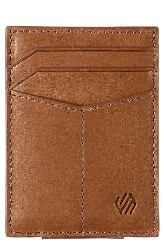 Johnston & Murphy Rhodes Leather Money Clip Card Case in Tan Full Grain at Nordstrom