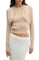 MANGO Crop Cardigan Sand at Nordstrom,