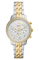 Fossil Neutra Chronograph Crystal Bracelet Watch, 36mm in Two-Tone/silver/gold at Nordstrom