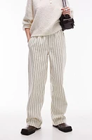 Topshop Pull-On Cotton Straight Leg Pants Cream at Nordstrom, Us