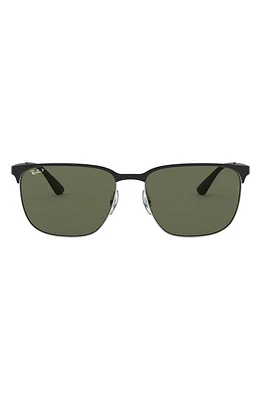 Ray-Ban 59mm Square Sunglasses in Silver/shiny Black/dark Green at Nordstrom