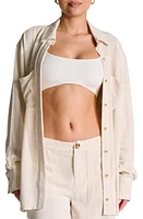 Naked Wardrobe Oversize Button-Up Shirt Cream at Nordstrom,