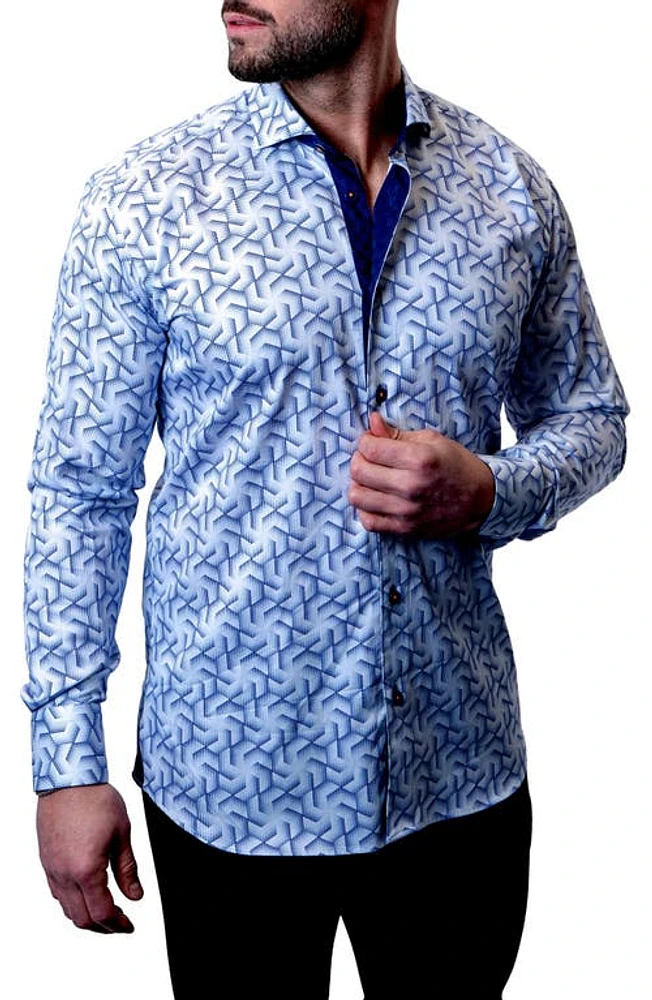 Maceoo Einstein Pinwheel White Contemporary Fit Button-Up Shirt at Nordstrom,