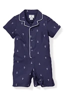 Petite Plume Portsmouth Anchors Classic Romper Navy at Nordstrom,